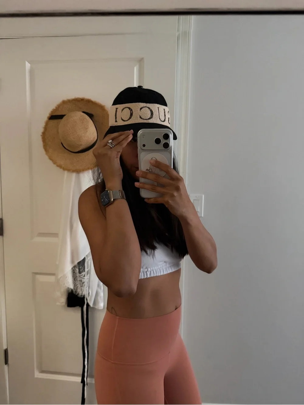 NEW Gucci Black Visor Cap with Beige Logo Band